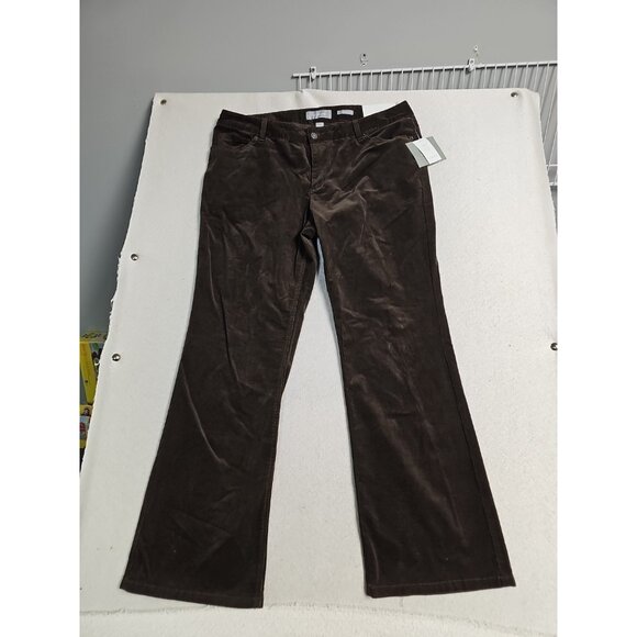 Liz Claiborne Corduroy Pants Womens Sz 16 P BROWN Sloane Slim Bootcut New - Picture 1 of 9
